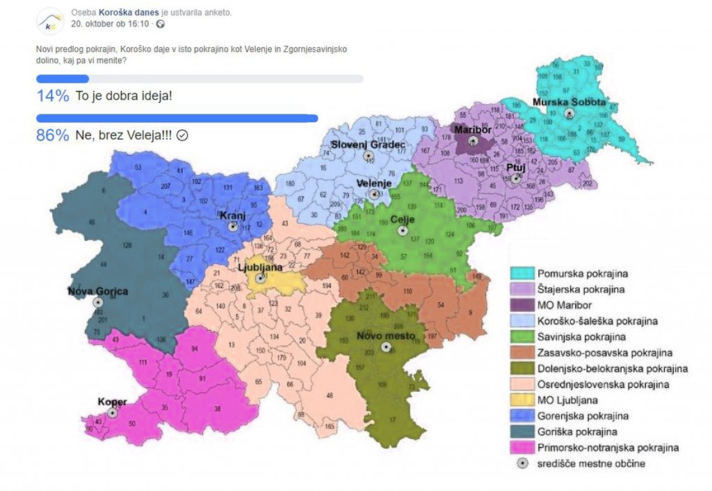 Korošci bi pokrajini skupaj z Velenjem rekli odločen NE